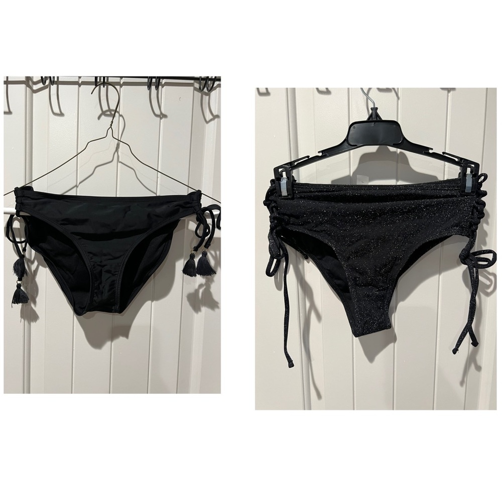Bundle of 2 Black Bikini Bottoms with Tassels women’s sz large